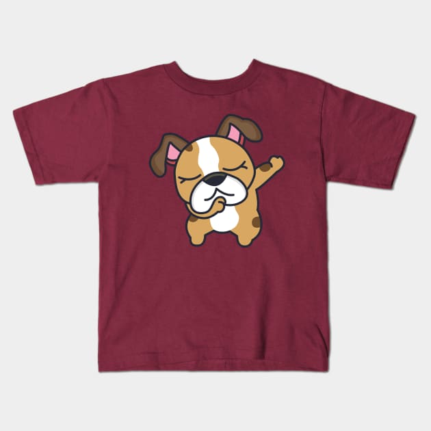 Dabbing French Bulldog Cute Dog cartoon Kids T-Shirt by Kawaii Bomb